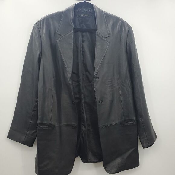 Jhane Barnes Men's Leather Jacket Button Front 90s Boxy Unisex - Picture 16 of 17